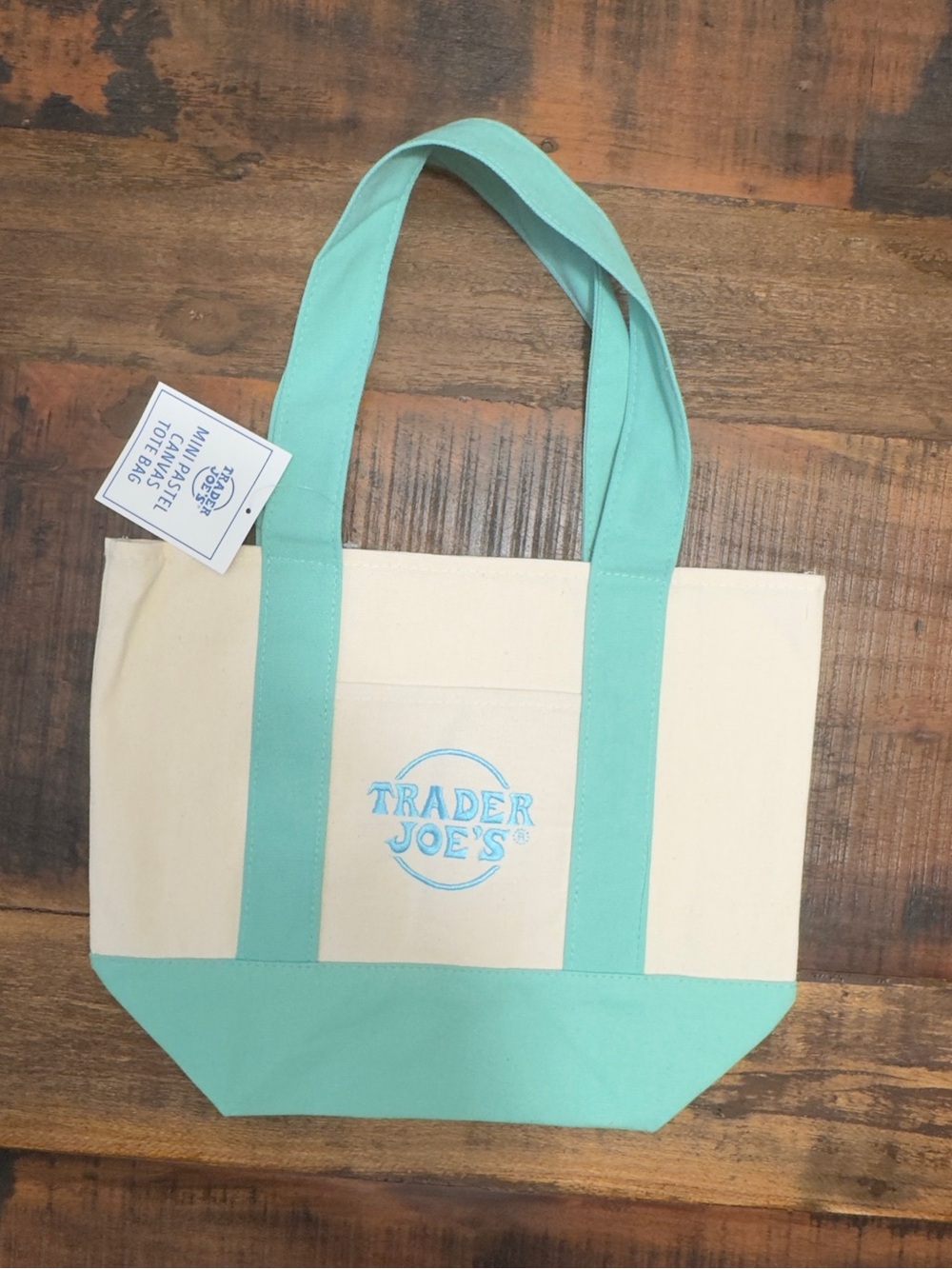 Trader Joe’s Mini Pastel Canvas Tote Bags - Pink, Lavender, Blue, Mint - Picture 2 of 9